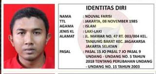 Profil terduga teroris Nouval Farisi. (Foto: Istimewa). 