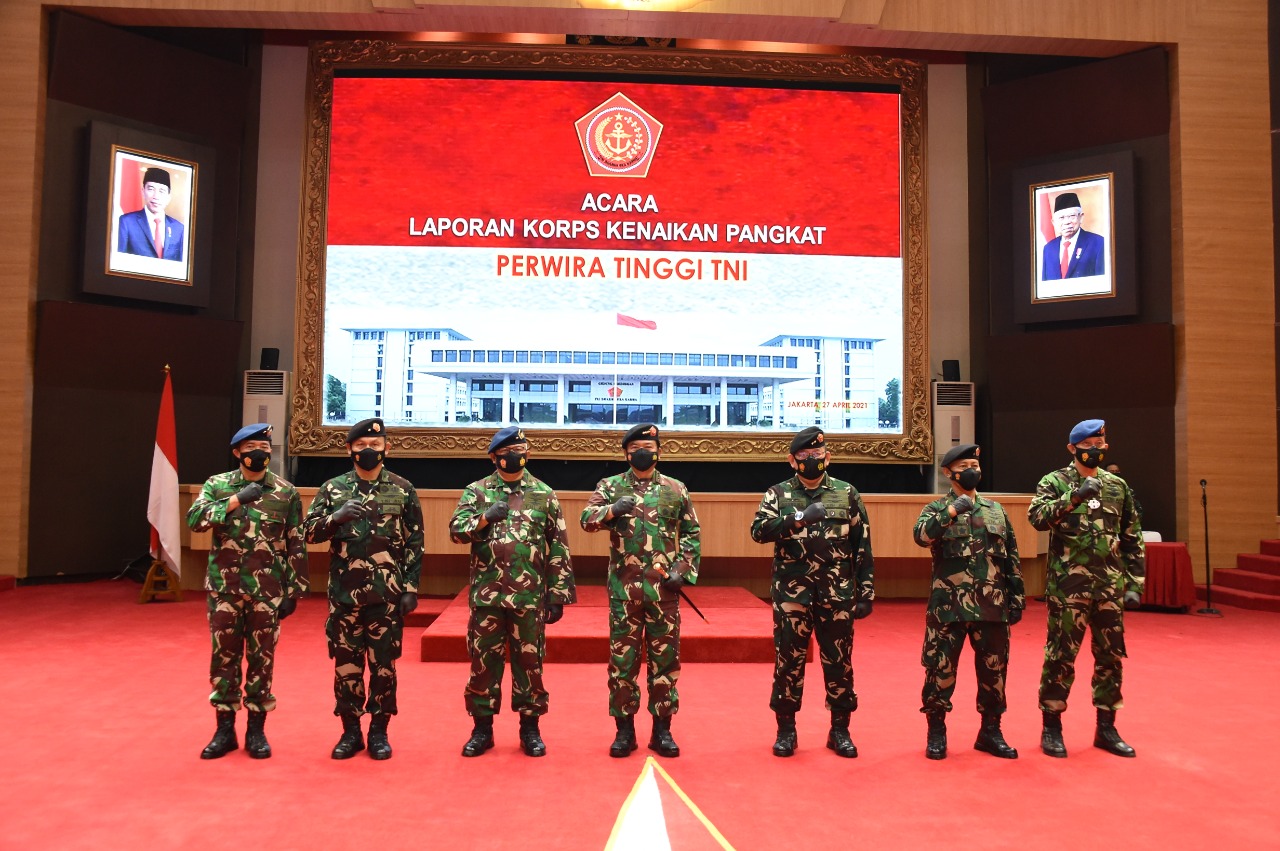 Panglima TNI menerima Laporan Korps Kenaikan Pangkat 34 Pati di Mabes TNI. (Foto: PMJ News). 