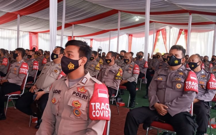 Para kapolsek dan Bhabinkamtibmas Polres Tangsel dan Polrestro Tangkot. (Foto: PMJ News).