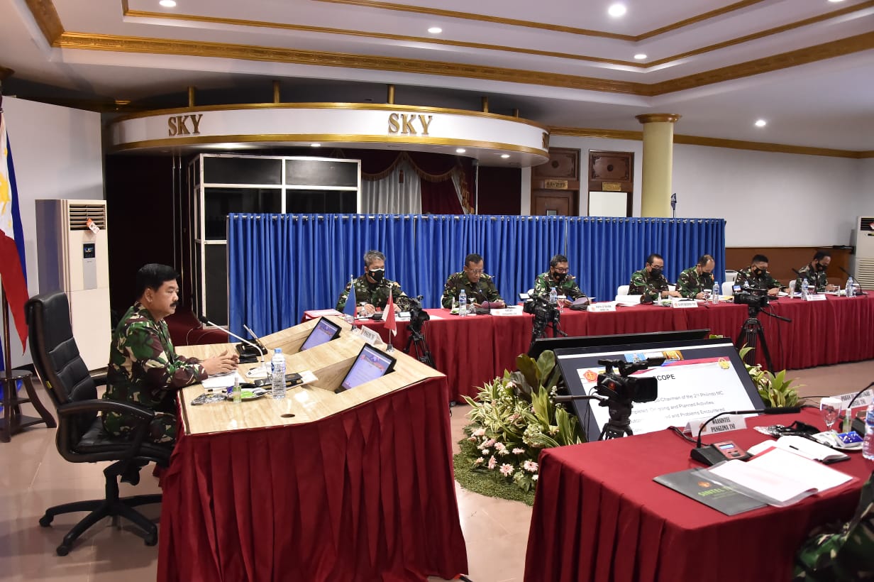 Sidang Philindo MC (Philippines - Indonesia Military Cooperation) ke-3 tahun 2021 yang diselenggarakan secara virtual. (Foto: PMJ News). 