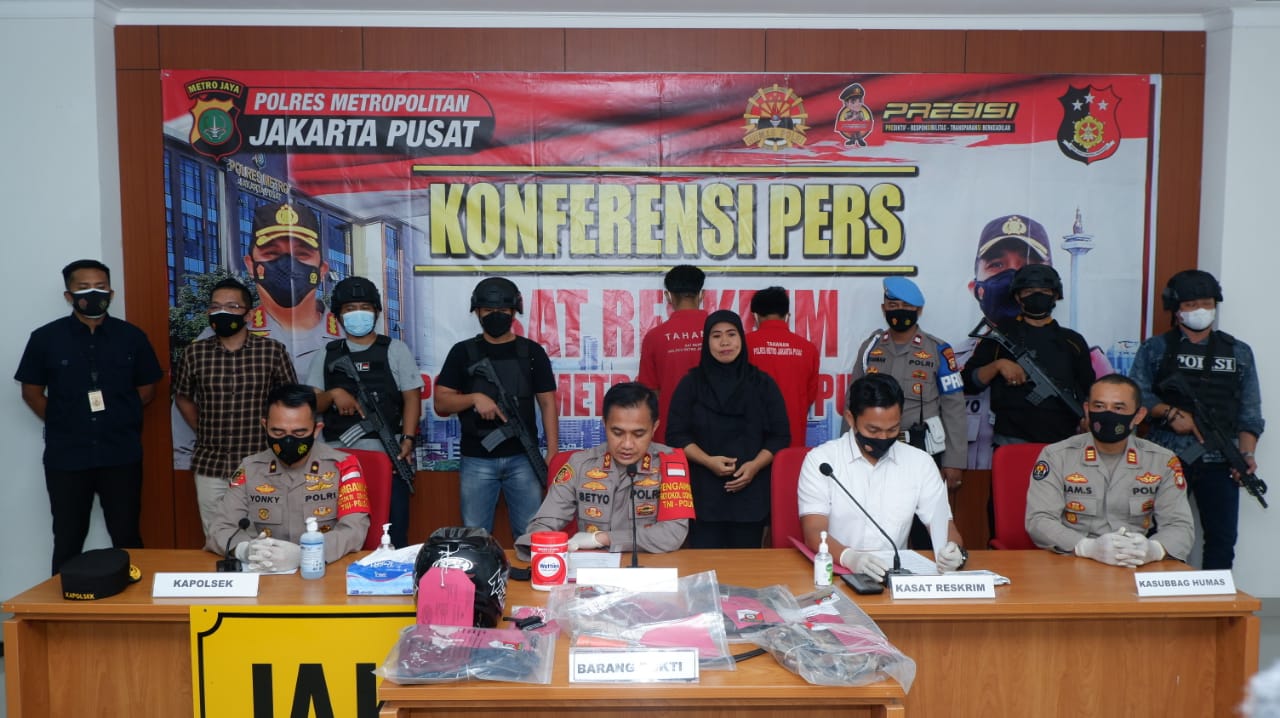 Keterangan jajaran Polres Jakarta Pusat soal kasus begal di Tugu Tani. (Foto: Dok PMJ News)
