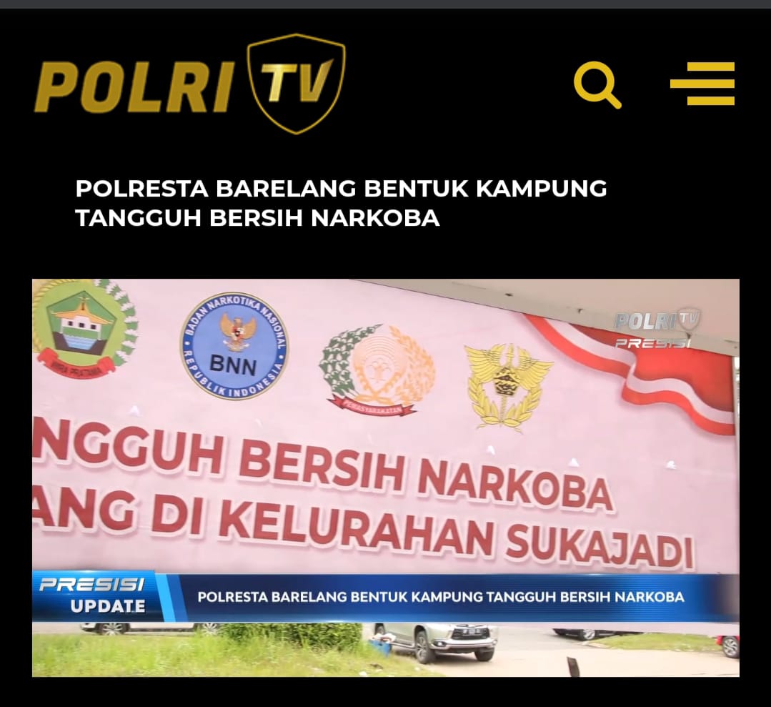 Kapolresta Barelang Kombes Pol Yos Guntur resmikan Kampung Tangguh Bersih Narkoba di Sukajadi Batam. (Foto: Tangkapan layar program Presisi Update TV Radio Polri). 