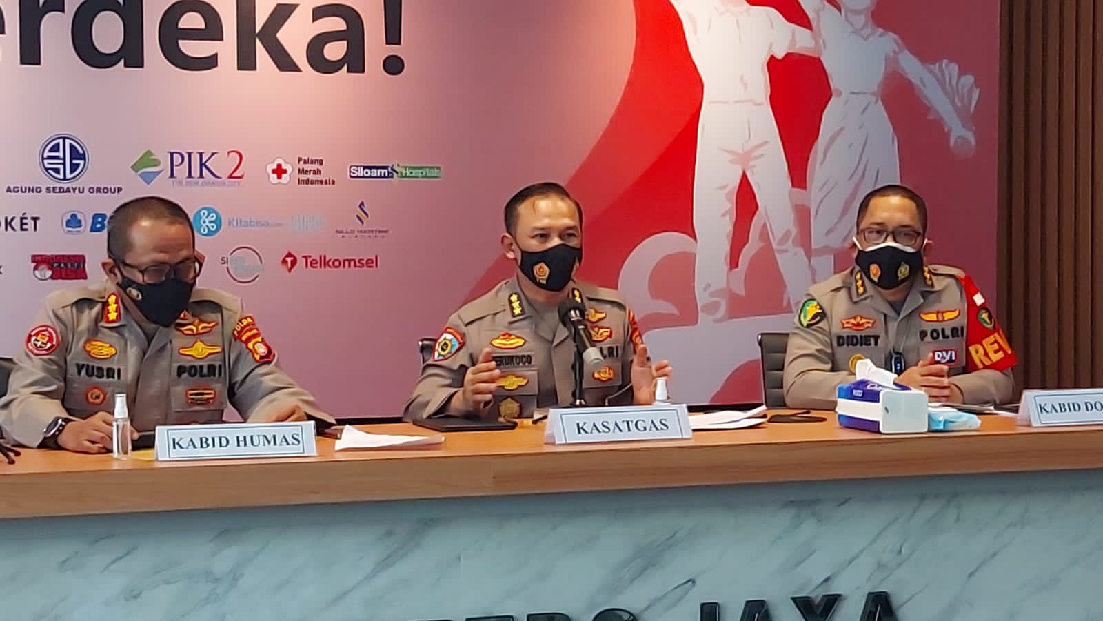 Kasatgas Vaksinasi Merdeka, Kombes Pol Herukuco beri keterangan. (Foto: PMJ/Yenni). 