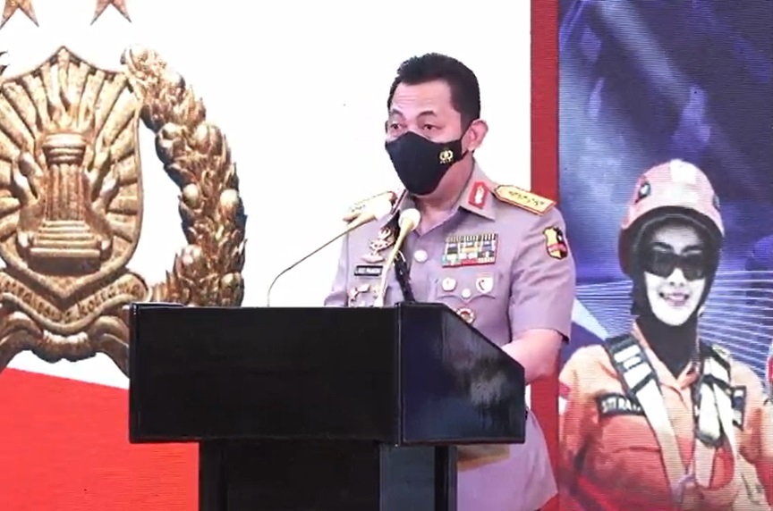 Kapolri Jenderal Listyo Sigit Prabowo menghadiri syukuran HUT Polwan ke-73. (Foto: PMJ News/YouTube Divisi Humas Polri).
