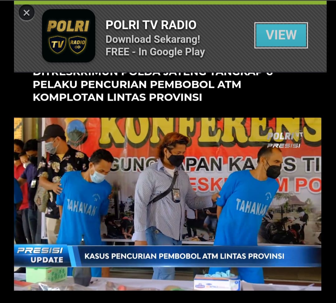 Keterangan Ditreskrimum Polda Jawa Tengah soal kasus pembobolan ATM. (Foto: TV Polri). 