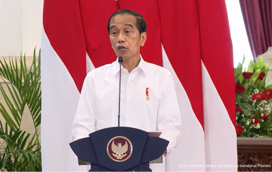 Presiden Jokowi saat memberikan pengarahan di Istana Negara, Jakarta. (Foto: PMJ News/YouTube Setpres).