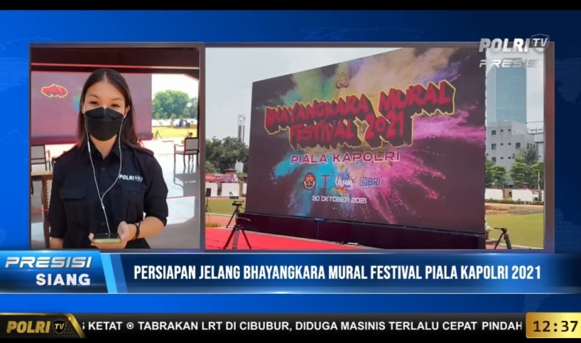 Jelang lomba Bhayangkara Mural Festival Piala Kapolri 2021. (Foto: Polri TV)