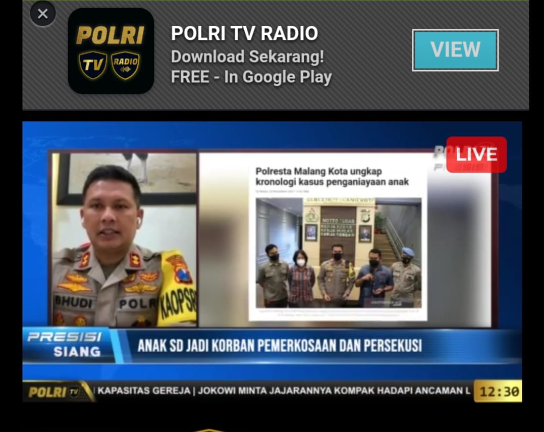 Keterangan Kapolresta Malang Kota Budi Hermanto. (Foto: TV Polri)