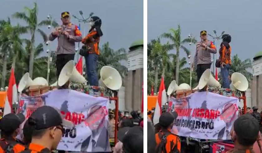 Kapolres Metro Jakarta Pusat, Kombes Pol Hengki Haryadi saat demo ormas Pemuda Pancasila. (Foto: PMJ News).