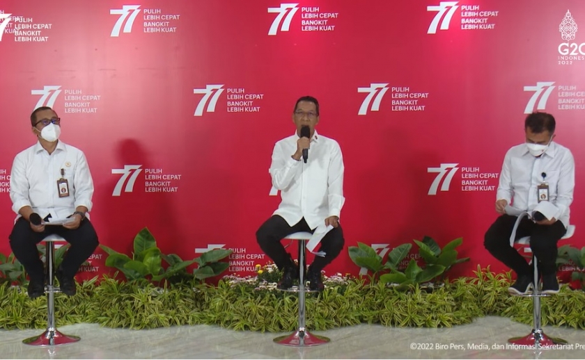Kepala Sekretariat Presiden, Heru Budi Hartono saat konferensi pers virtual. (Foto: PMJ News/YouTube Setpres)