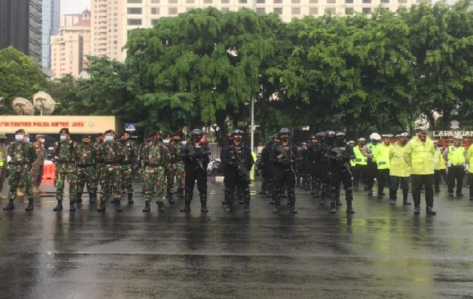 Apel pasukan pengamanan Polri. (Foto: PMJ News/Fajar).