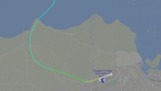 Rute Sriwijaya Air saat menghilang. (Foto : PMJ/screenshot flightradar). A