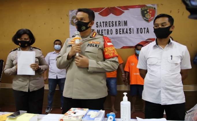 Polres Metro Bekasi Kota menggelar perkara kasus bentrokan yang menewaskan satu korban. (Foto: PMJ News).