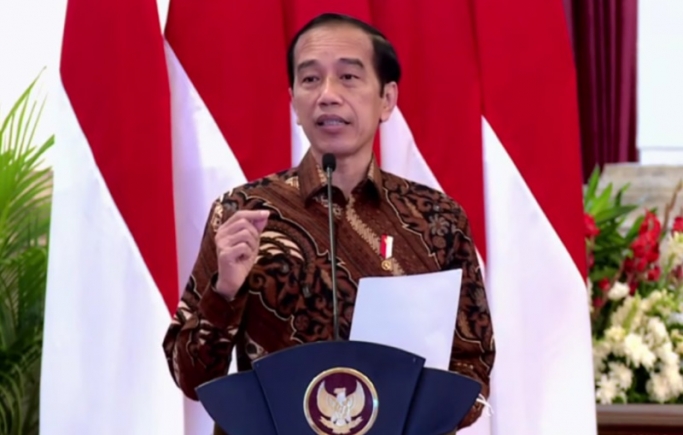 Presiden Joko WIdodo memberikan sambutan. (Foto: PMJ News/YouTube Setpres).