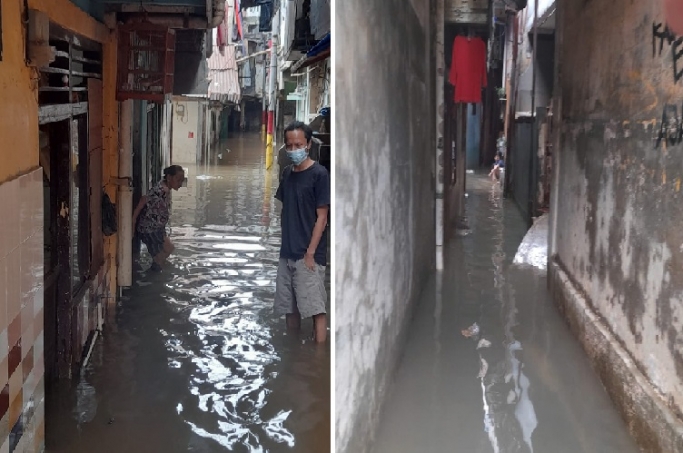 Genagnan banjir yang bisa menimbulkan iritasi kulit. (Foto: PMJ News).