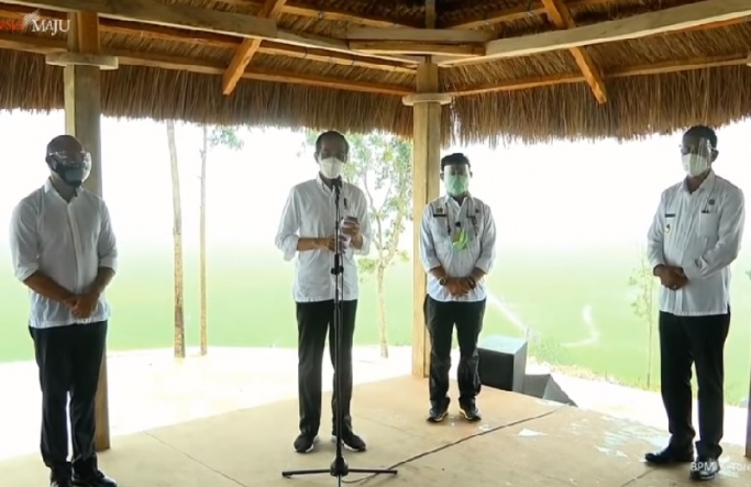 Presiden Jokowi meninjau food estate atau lumbung pangan di Kabupaten Sumba Tengah, NTT. (Foto: PMJ News/YouTube Setpres).