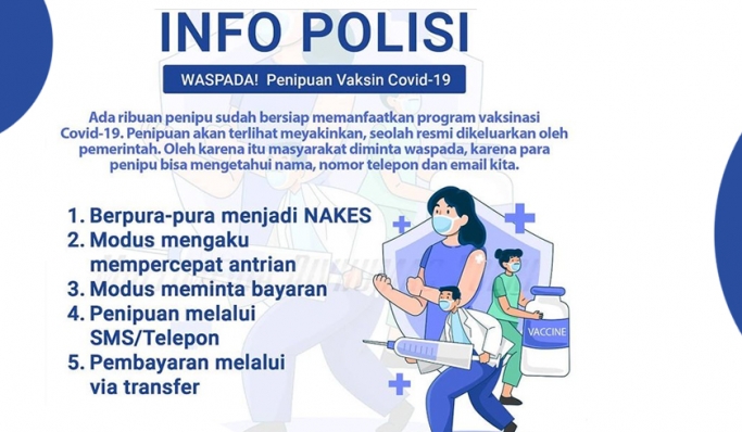 Imbauan Divisi Humas Polri terkait modus penipuan program vaksinasi Covid-19. (Foto: PMJ News/Divisi Humas Polri).