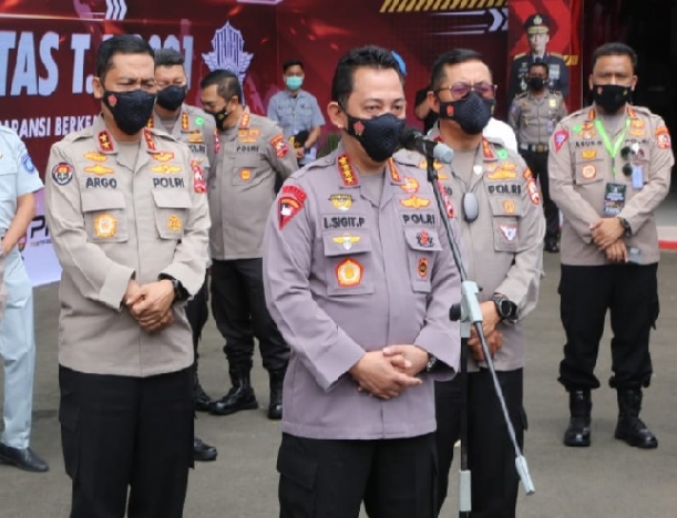 Kapolri Jenderal Listyo Sigit Prabowo membuka Rakernis Fungsi Lalu Lintas Tahun 2021. (Foto: PMJ News).