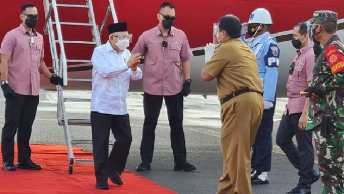 Wapres Ma'ruf Amin melakukan kunjungan kerja ke Lampung untuk meninjau vaksinasi dan Bendungan Way Sekampung. (Foto: PMJ News/Setwapres).