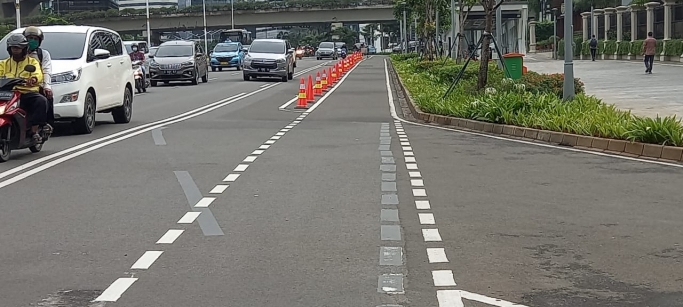Jalur sepeda di Sudirman. (Foto : PMJ/Gtg).