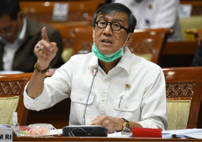 Menteri Hukum dan HAM, yasonna Laoly bersama petinggi Kemenkumham. (Foto: PMJ News/Kemenkumham)