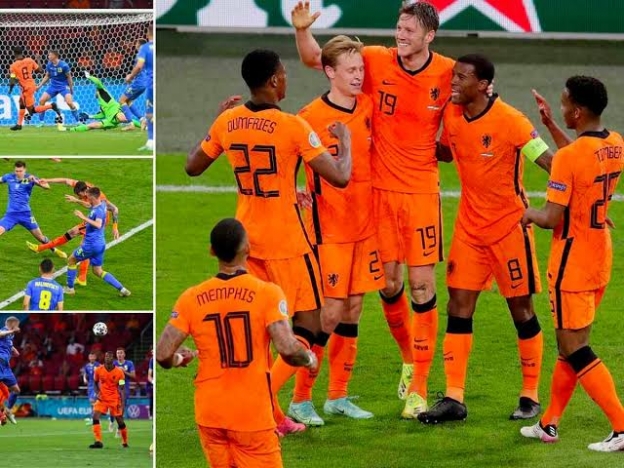 Selebrasi para pemain Belanda. Hasil akhir, Timnas Belanda 3-2 Ukraina. (Foto: Dok Net)