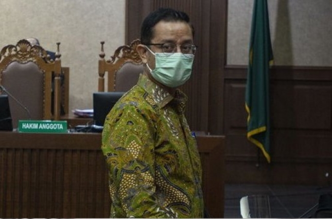 Eks Menteri Sosial Juliari P. Batubara saat menjalani sidang kasus bansos penanganan Covid-19. (Foto: PMJ News).