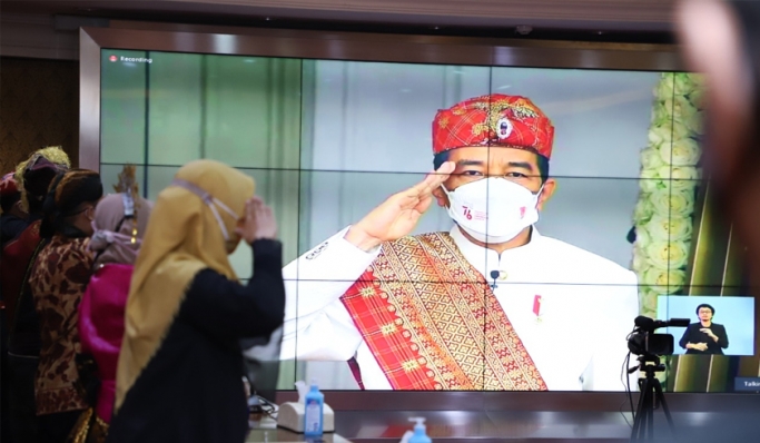 52 ribu warganet dan sivitas kementerian mengikuti Upacara Peringatan Detik-Detik Proklamasi Kemerdekaan RI secara virtual. (Foto: PMJ News/Kemenpan RB).