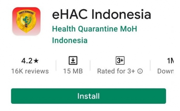 Aplikasi elektronik Health Alert Card atau eHAC. (Foto: PMJ News/Tangkapan Layar).