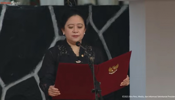 Ketua DPR RI, puan maharani saat memberikan keterangan. (Foto: YouTube Setpres).