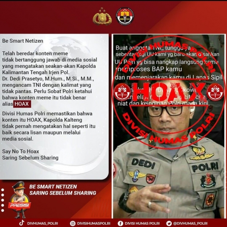 Waspada HOAX. (Foto: PMJ/IG Divisi Humas Polri).