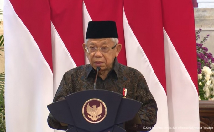 Wakil Presiden Ma'ruf Amin saat memberikan keterangan. (Foto: PMJ News/YouTube Setpres).