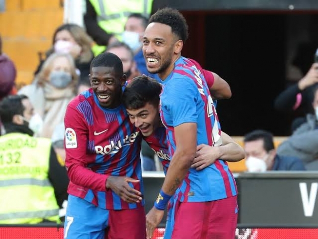 Aubameyang menciptakan hattrick membantu kemenangan Barcelona atas Valencia. (Foto: Dok Net)