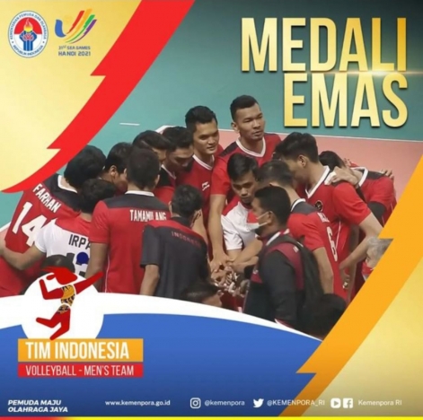 Tim voili putra Indonesia menyabet medali emas. (Foto: Instagram Kemnepora)