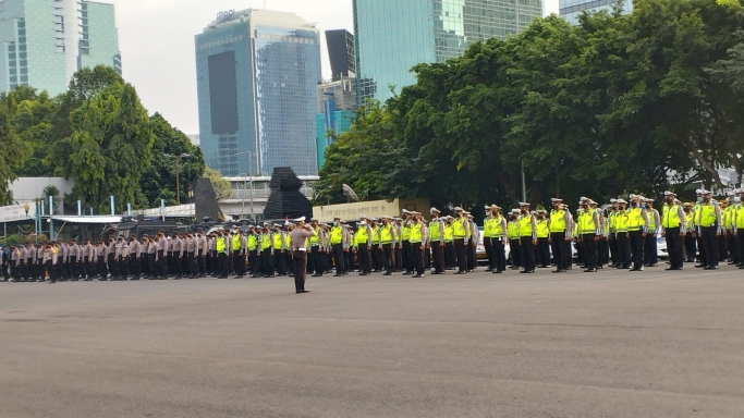 Ribuan personel Polda Metro Jaya . (Foto: PMJ/Fajar).