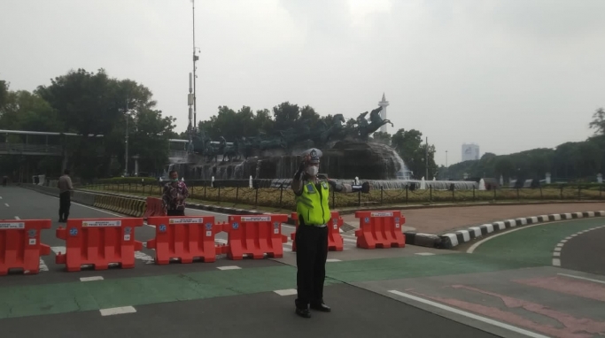 Polda Metro Jaya menyiapkan skema pengalihan arus di kawasan Patung Kuda. (Foto: PMJ News/TMC Polda Metro)