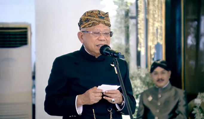 Wapres Ma'ruf Amin memberikan nasihat pernikahan untuk Kaesang Pangarep dan Erina Gudono. (Foto: PMJ News/YouTube Presiden Jokowi)