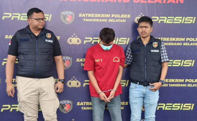 Polres Tangerang Selatan menggelar perkara kasus begal sadis terhadap pengemudi ojek. (Foto: PMJ News)