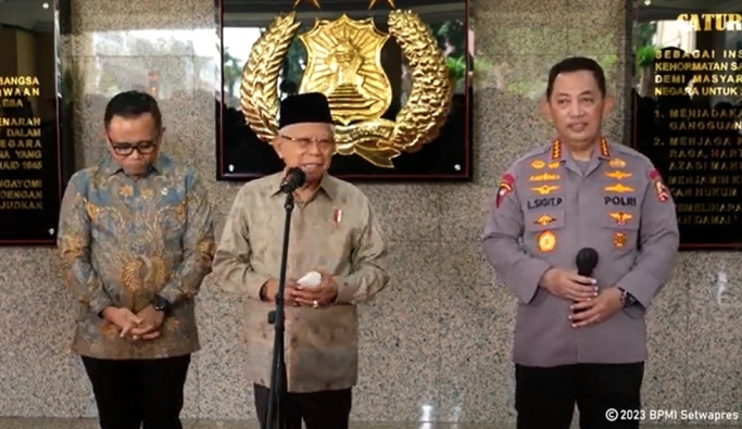 Wapres Ma'ruf Amin mengapresiasi Polri yang melaksanakan tugas dan fungsinya secara optimal. (Foto: PMJ News/YouTube Setwapres)