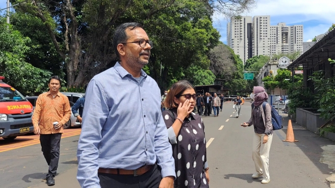 Direktur Lokataru, Haris Azhar di Polda Metro Jaya. (Foto: PMJ/Fajar).