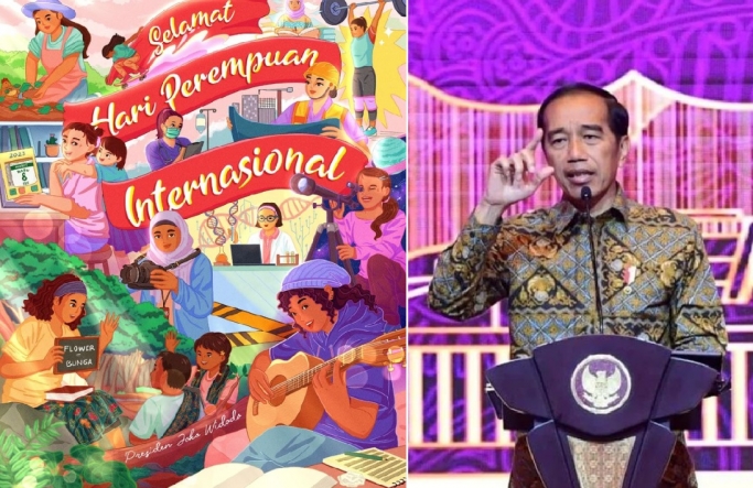 Presiden Jokowi menyampaikan ucapan Hari Perempuan Internasional. (Foto: PMJ News/Instagram @jokowi)