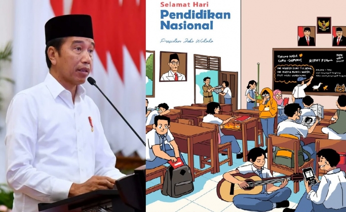 Presiden Jokowi menyampaikan ucapan Hari Pendidikan Nasional 2023. (Foto: PMJ News/Twitter @jokowi)