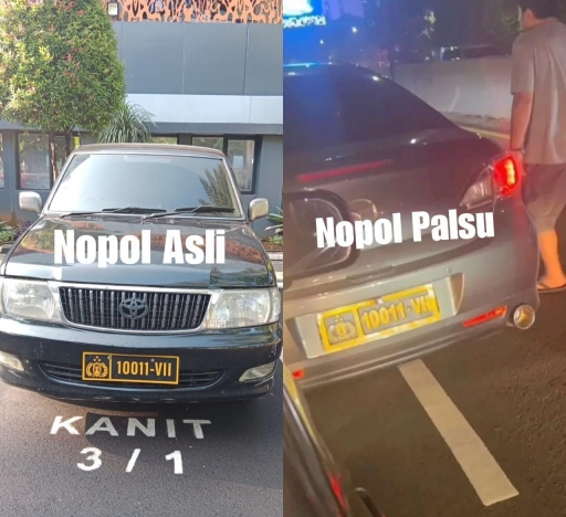 Pelat nomor pengendara arogan bergaya koboy ternyata palsu. (Foto; PMJ/Ist).