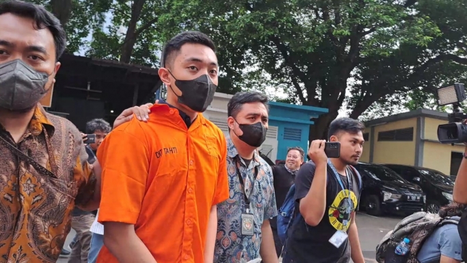 Tersangka Mario Dandy Satriyo di Mapolda Metro Jaya. (Foto: PMJ News/ Fajar)