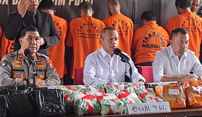 Wakil Direktur Tindak Pidana Narkoba Bareskrim, Kombes Pol Jayadi saat konferensi pers. (Foto: PMJ News/Fajar)