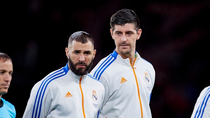 Thibaut Courtois bersama Karim Banzema. (Foto: Dok Net)