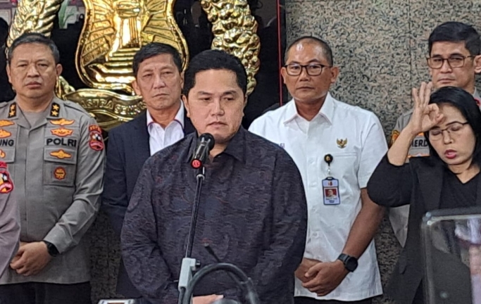 Ketua Umum PSSI, Erick Thohir saat memberikan keterangan pers. (Foto: PMJ News/Fajar)