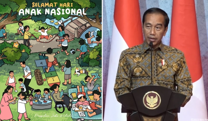 Presiden Jokowi menyampaikan ucapan selamat Hari Anak Nasional. (Foto: PMJ News/Twitter @jokowi)