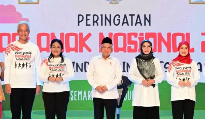 Wapres Ma'ruf Amin menghadiri acara Puncak Peringatan Hari Anak Nasional ke-39 di Semarang, Jawa Tengah. (Foto: PMJ News/Setwapres)