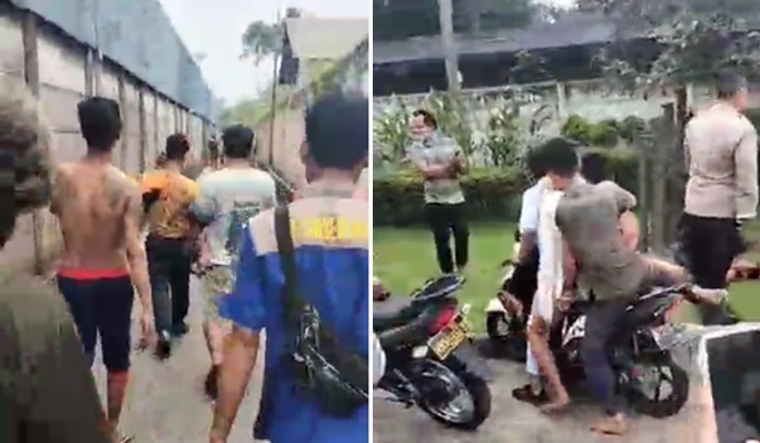 Pelaku curanmor babak belur dihakimi massa setelah aksinya kepergok warga di wilayah Jatiuwung, Kota Tangerang. (Foto: PMJ News/Instagram)